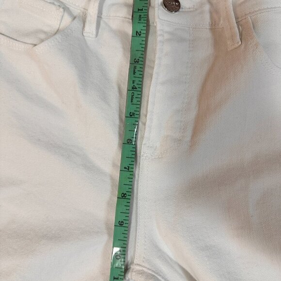 Risen Flare Leg Stretch Jeans Womens Size 9/29 Mid Rise White Denim Raw Hem - Picture 8 of 12